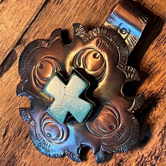 Copper & Stone Cross Necklace Enhancer - Picture 1 of 6
